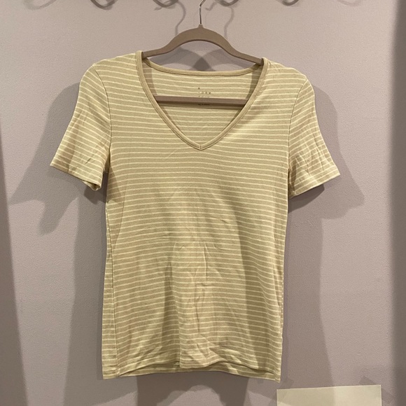 Beige t-shirt with white stripes - Picture 1 of 1